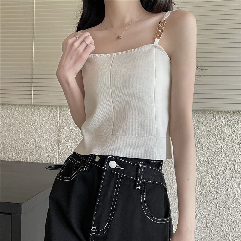 

Белый жилет-комбинезон Ice Silk для женщин, летний трикотажный внутренний топ, мода one size белый