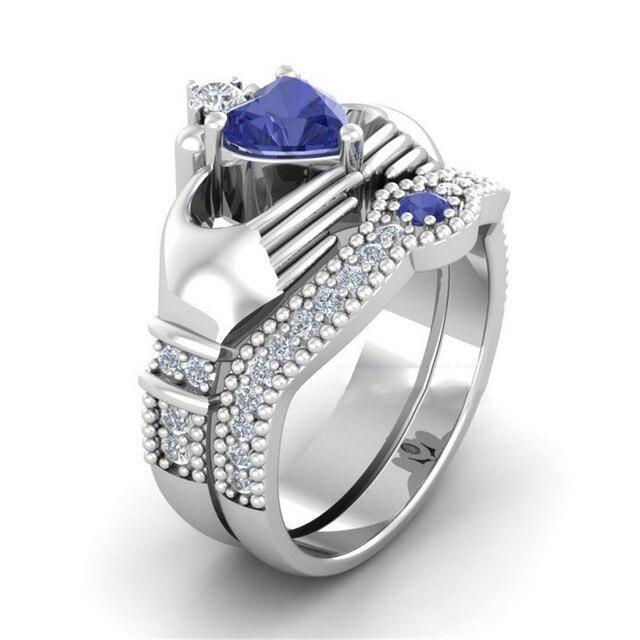 

2PC Claddagh Ring з кубічним цирконом у формі серця, ірландські класичні обручки для жінок, оптом 5
