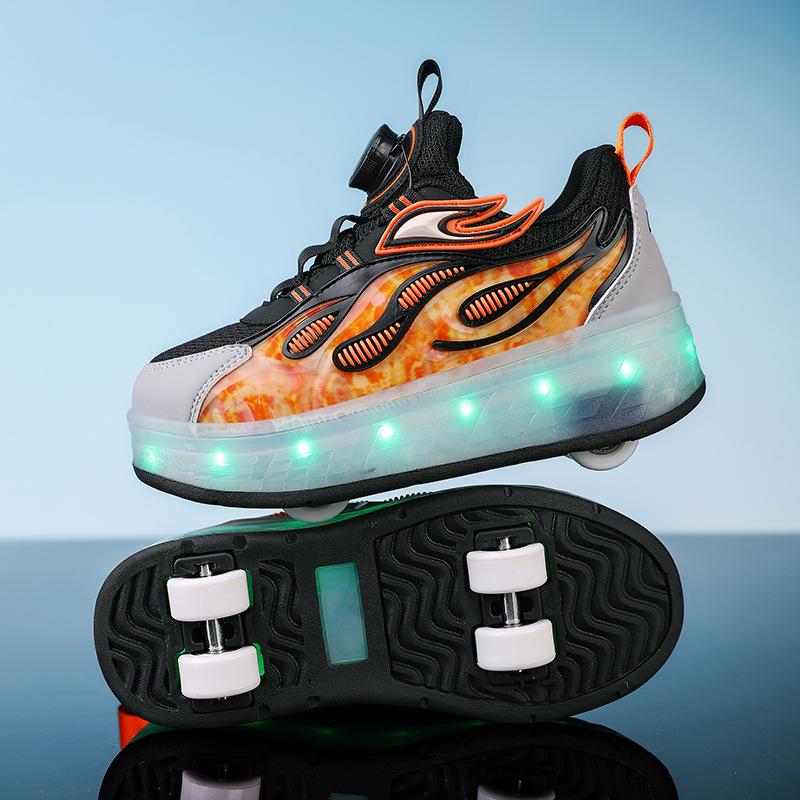 

Speed Inline Powerslide Skate Shoes Shoe with 4 Wheel Kids Roller Skates Rolling Wheeled Shoes Removable Sneakers for Boys Girls 38