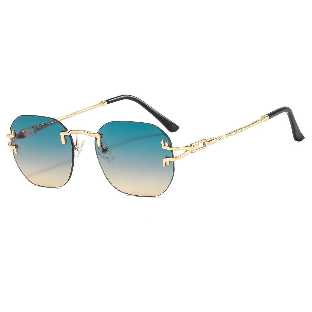Women Men Hot Selling Diamond Frameless Sun Glasses UV400 Lenses Metal Colorful Fashion Trendy Sunglasses