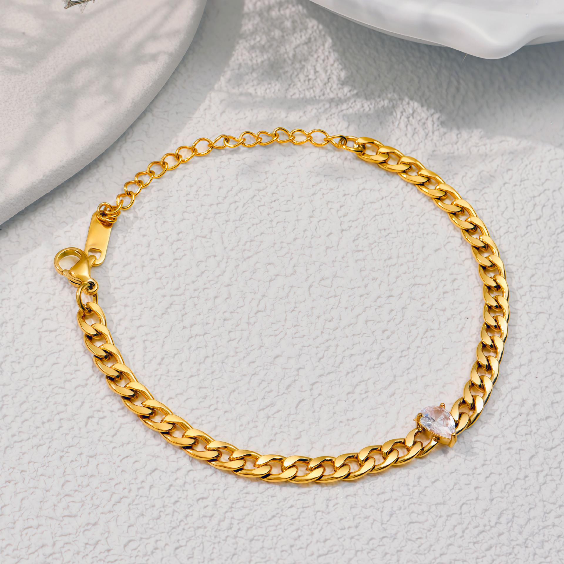 Super Flash Zircon Cuban Bracelet Stacked Hip-Hop Eye-Catching Titanium Steel Bracelet Does Not Fade