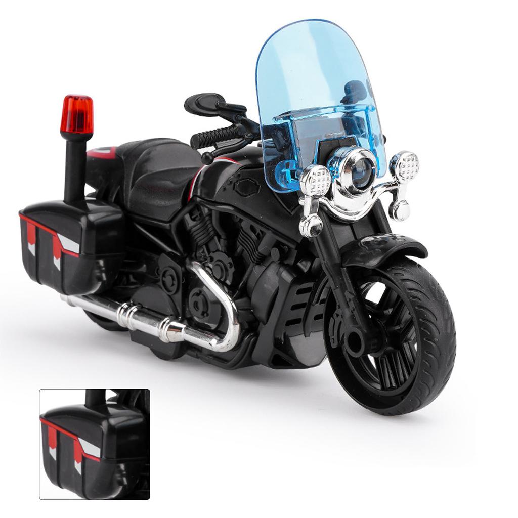 Boys Motorcycle Model Inertia Interactivity Decor Motorcycle Toy for Kids Home Kindergarten Black