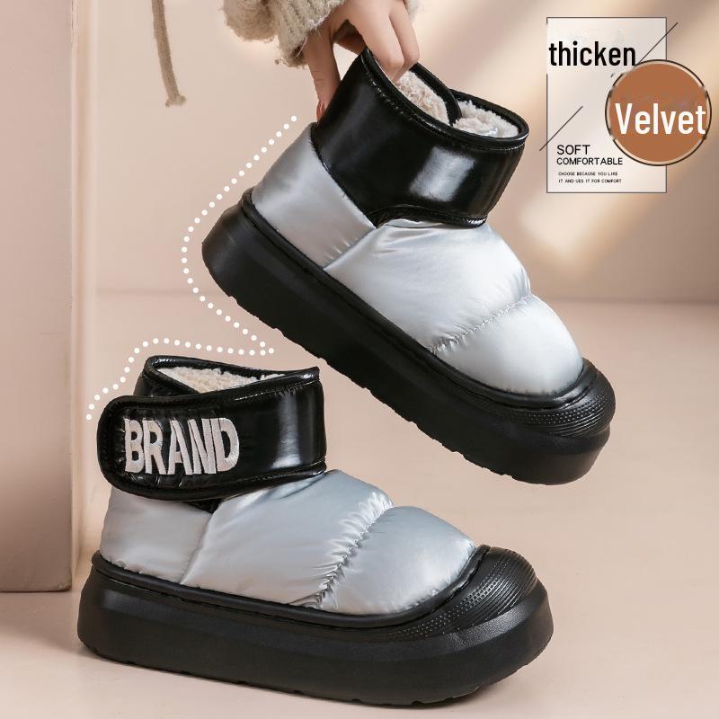 "2024 Women's Waterproof Cotton Slippers - Warm Velvet, Non-Slip, Thick Sole, High Top Winter Indoor/Outdoor Snow Boots"