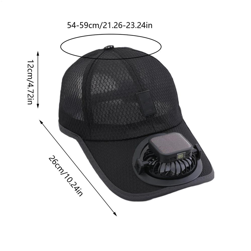 

Fan Baseball Hat For Men Sun Protection Baseball Hat With Solar Fan Breathable UV Block Sunhats For Beach Fishing Golfing чорний