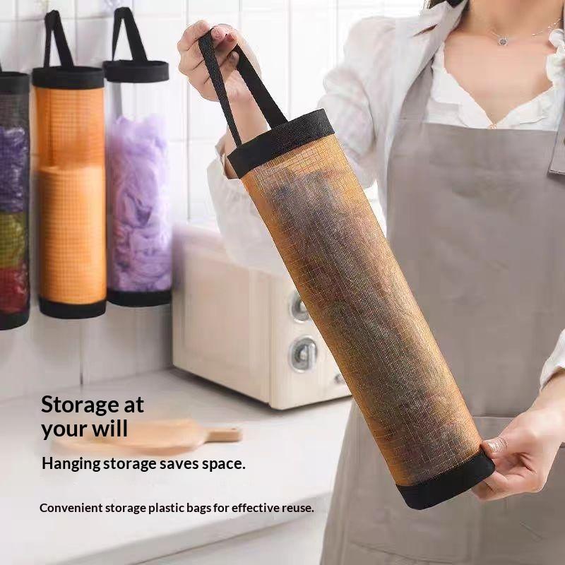 Hanging Mesh Plastic Bag Dispenser Large Capacity Easy Access For Home Storage For Kitchen Recycling Containers