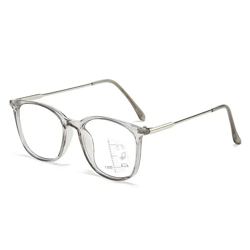 

Женские и мужские мультифокальные очки для чтения, новые модные очки против пресбиопии с синими линзами, унисекс, круглая оправа, прогрессивные очки +3.5