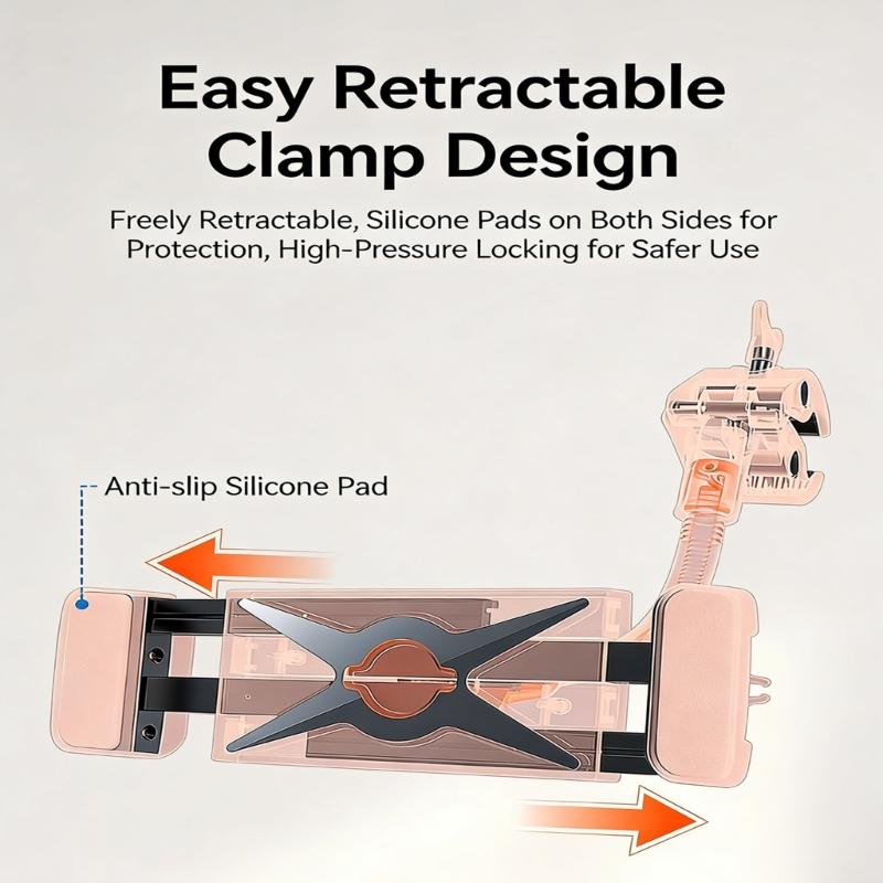 360 Degree Rotating Mobile Phone Clamp/Magnetic Holder Gooseneck Bracket for Cellphone Tablet Exercise Bike Phone Mount