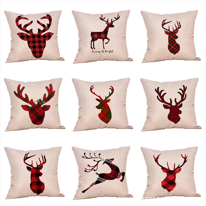Buy GZDL Merry Christmas Square Pillow Case Home Decor Elk Throw Pillow