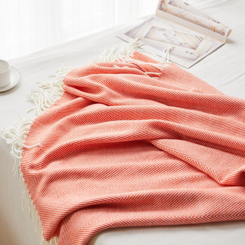 Woven Jacquard Herringbone Fringe Blanket Soft Acrylic Couch Sofa Bed Cover Decorative Throw