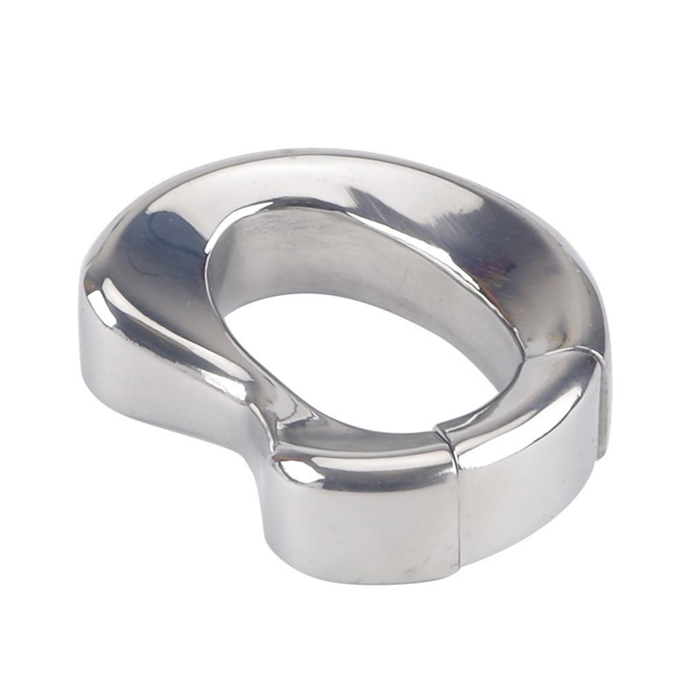 Stainless Steel Penis Lock Ring Heavy Duty Weight Male Metal Ball Stretcher Scrotum