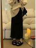 Tassel Knit Over-Knee High Waist Slim Wool Skirt with Matching Sweater