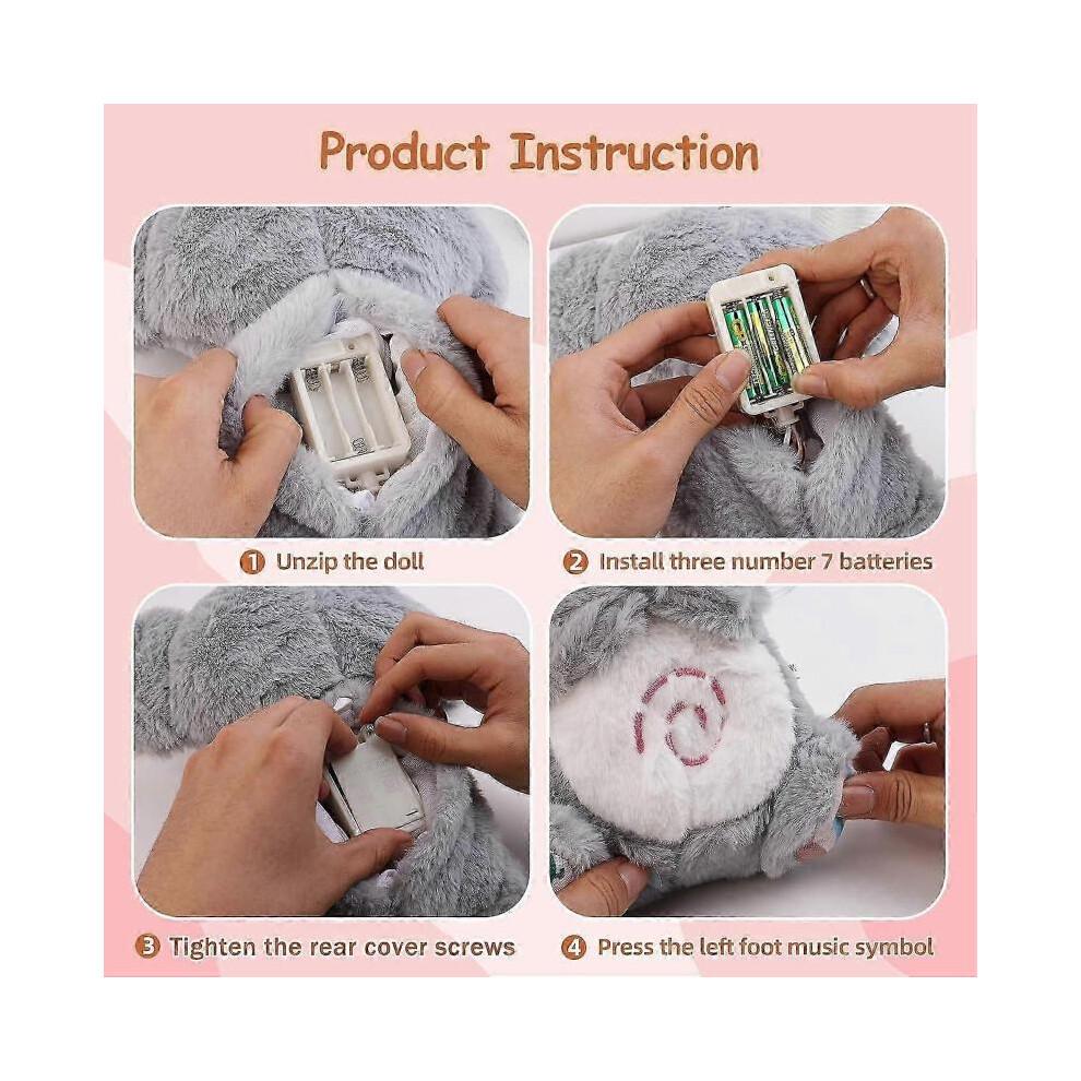 Relief Koala Breathing Stuffed Animal Baby Sound Machine Soother Koala Bear Anxiety Relief Koala Breathing with Sensory Music Lights(Grey)
