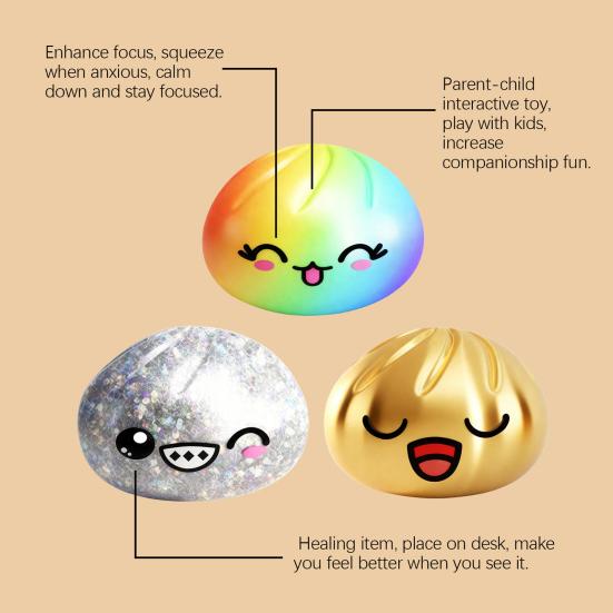 Cartoon-Ausdruck Dampfbrötchen Spielzeug Stressabbau Mini-Knödel Quetsch-Sensorikspielzeug Weicher Stressball Simulierte Teigkugel Fidget-Spielzeug