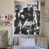 Trendiges Anime-Wandteppich Blau Lila Kurzhaariger Charakterdruck Personalisiert Japanischer Stil Ästhetisch Schlafzimmer Wanddekor