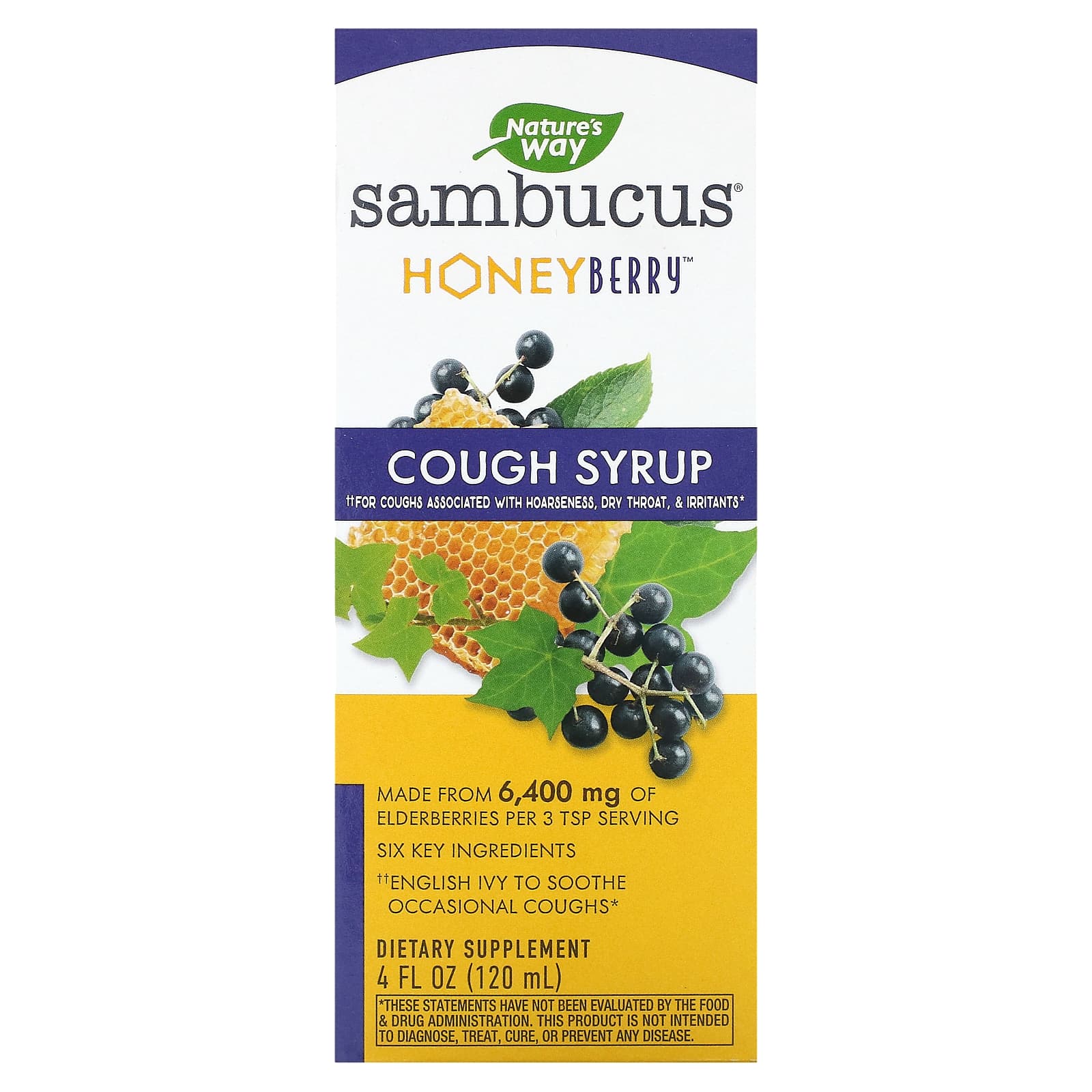 

Nature s Way, Sambucus, Cough Syrup, Honeyberry, 4 fl oz (120 ml)