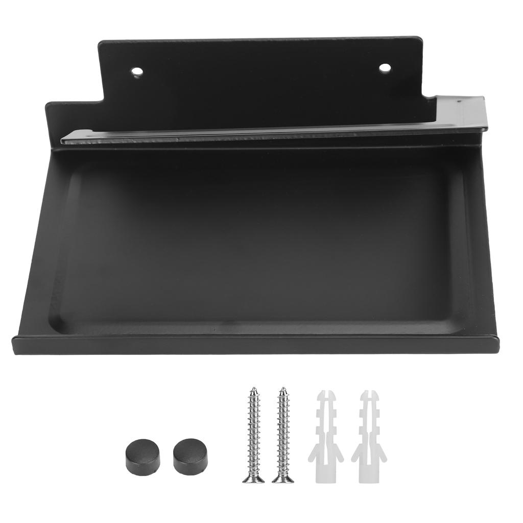 Toilet Paper Rack Wall Mounted Paper Towel Stand with Phone Holder Bathroom Supplies Black