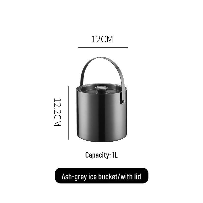 3L Double-Layer Insulated 304 Stainless Steel Ice Bucket with Thickened Handle for Wine & Beer