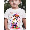 Colorful Cartoon Dinosaur Graphic T-Shirt, Featuring a Variety of Cute Dinosaur Prints In Short Sleeves
