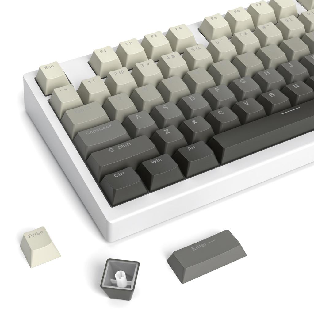135 Keys Double Shot PBT Light Transmitting Grey OEM Profile Minimalist Style Custom Keycaps for Mechanical Keyboard Keycaps, Shine-Through (Gradient