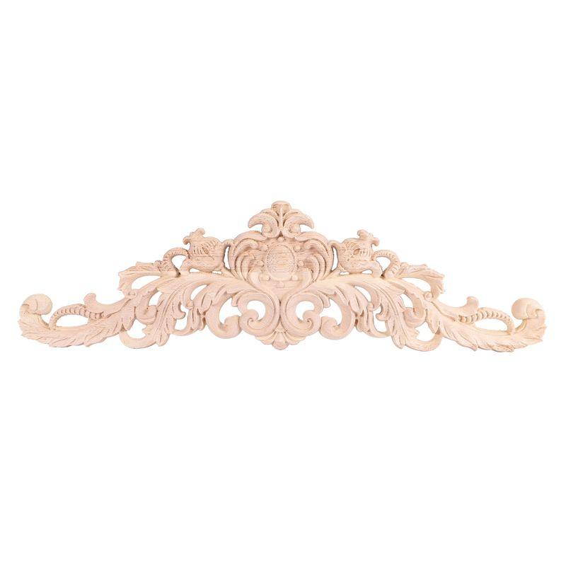 ABJI-Carving Natural Wood Appliques For Furniture Cabinet Unpainted Wooden Mouldings Decal Vintage Home Decor Decorative