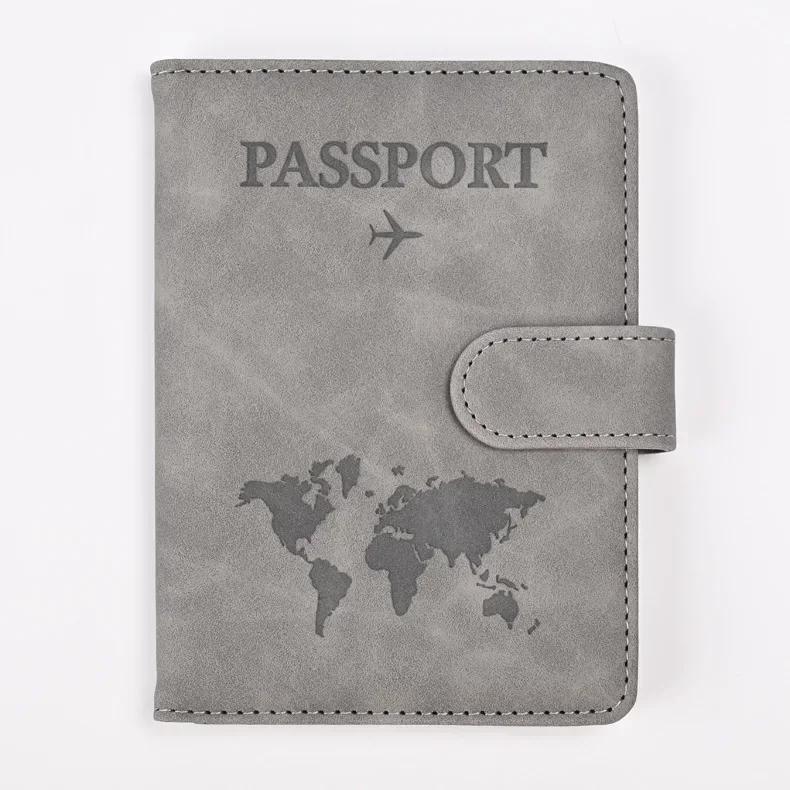 Unisex RFID Travel Wallet Map Print Passport Holder Flight Ticket Clip ID Card Holder Passport Cover Passport Travel Organizer