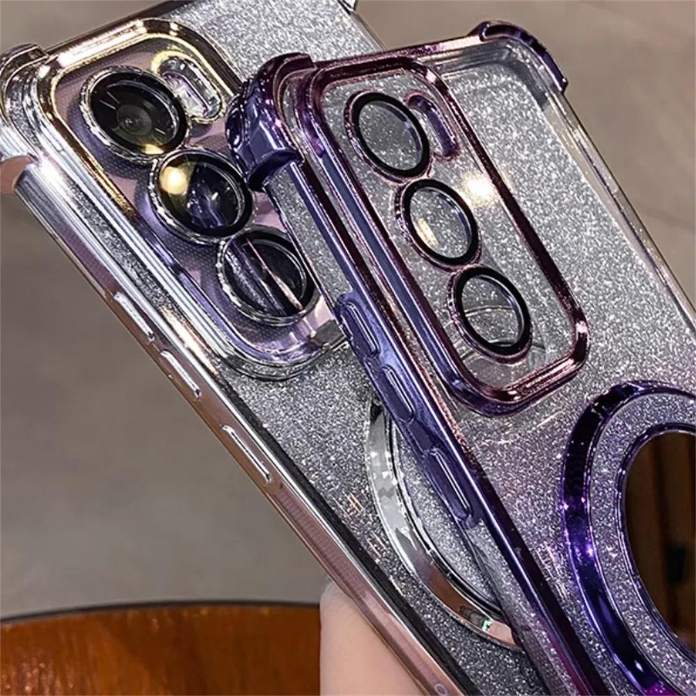 Glitter Mirror Bracket Case for Samsung S25 FE S24 Ultra S23 S22 Plus A17 A07 A56 A36 A53 A55 A16 A15 Luxury Cover