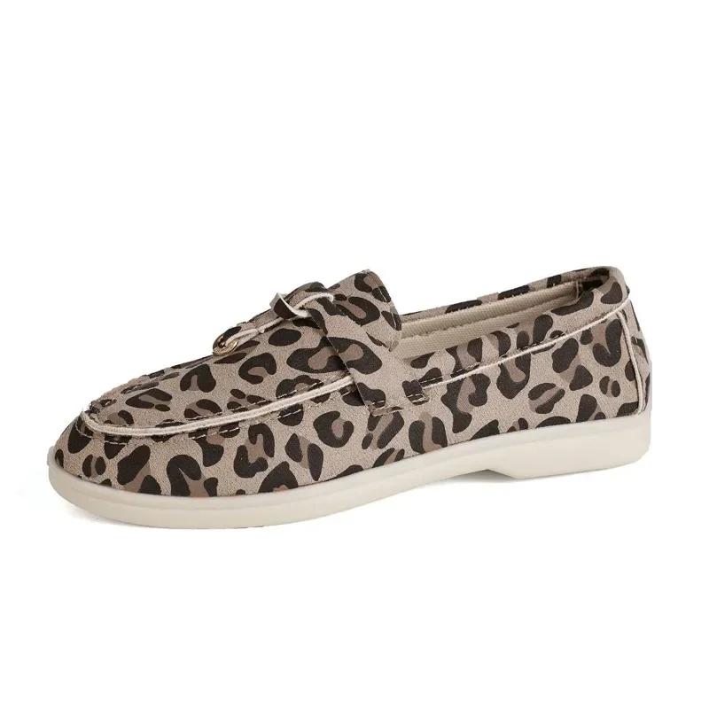 

Серый леопардовый принт Модная женская обувь 2024 Осень Легкие и удобные женские туфли на плоской подошве Повседневные и универсальные женские мокасины 36