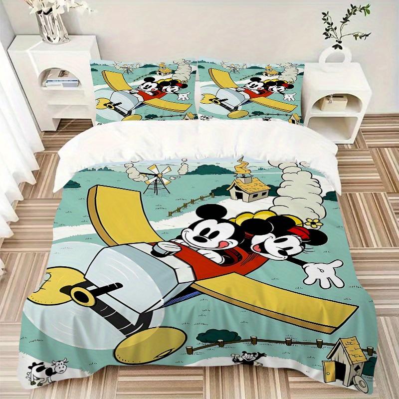 3pcs Mickey, Minnie Printed Bedding Set, Breathable And Soft, Machine Washable, Christmas Gift, Suitable for Bedroom Decoration, 099