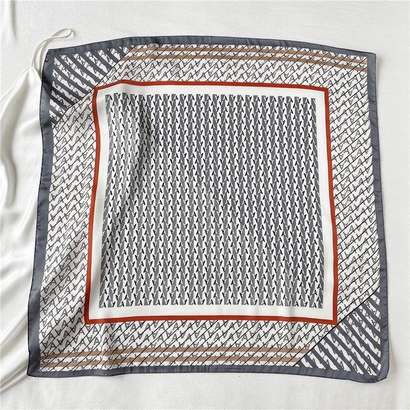 Foreign Style Small Silk Scarf 71cm Square Scarf Hangzhou Silk Imitation Silk Scarf Professional Women's Scarf Decorative Small Silk Scarf
