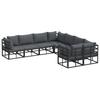 Garden Sofa Set with Cushions 8 Pcs Black Steel