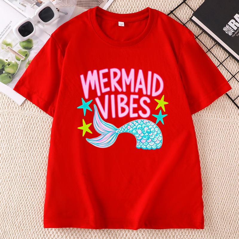 Mermaid Vibes Summer Beach Tshirt Unisex Ladies Fashion Trend Tshirt Cotton Short Sleeve Y2k Clothing Tees Crewneck Graphic