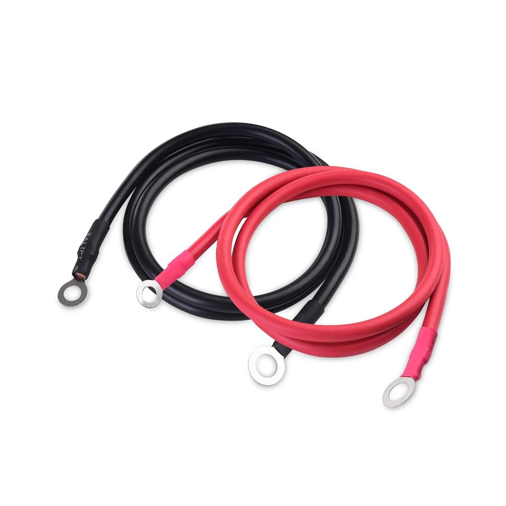 Cable Matters 6 Gauge Battery Cable Inverter Power Cable with Oxygen-Free Copper 2 Feet - Black + Red 2 Piece Set