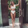 Sexy Twopiece High Waist Bikini Swimsuit Lady Beach Color Sequins Solid