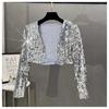 Small suit women's 2024 new heavy industry sequined temperament cardigan casual short sparkling typhoon jacket top