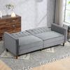 Velvet-Feel Three-Seater Sofa Bed - Dark Grey