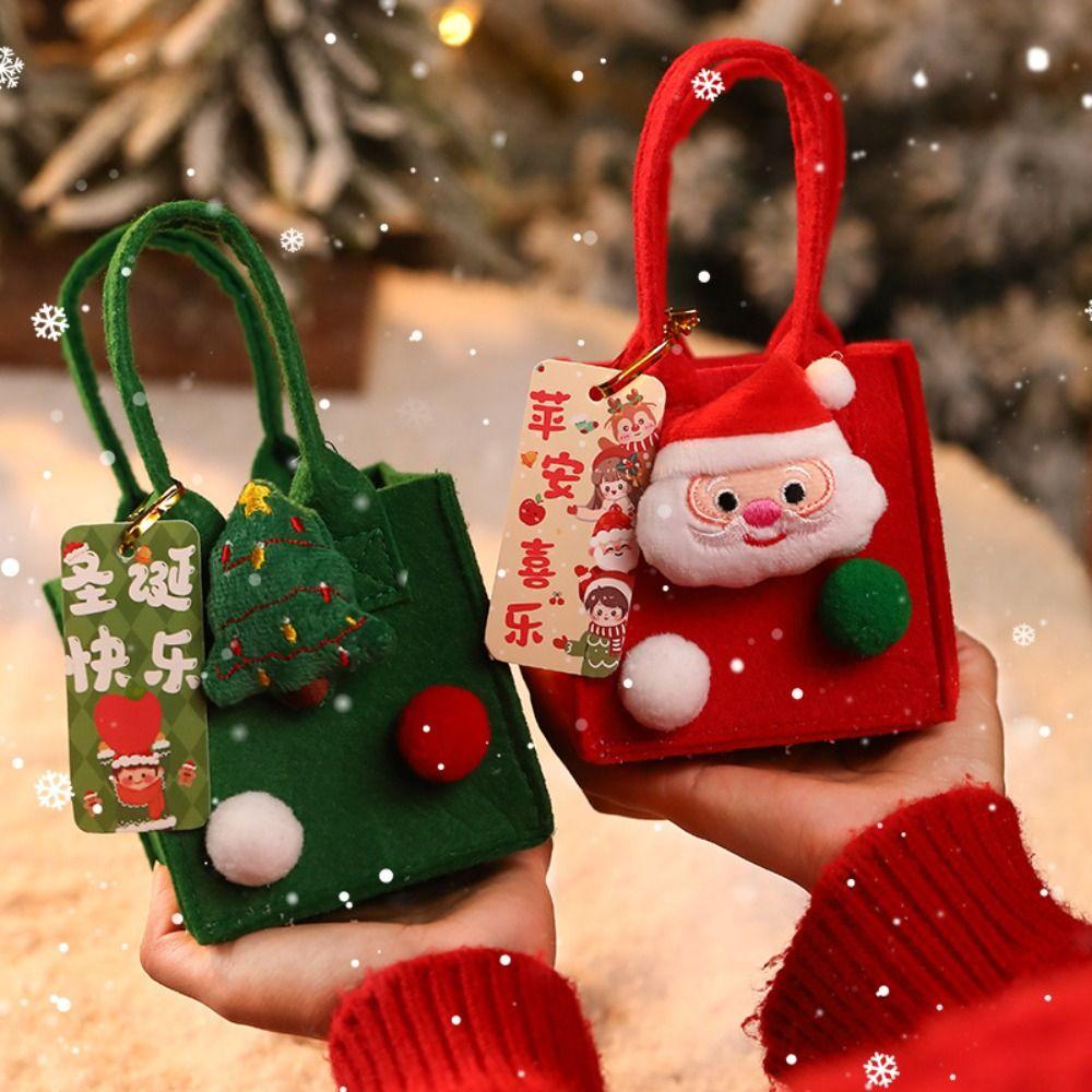 Santa Mini Felt Candy Bag Cute Xmas Snacks Handbag Cookies Storage Bag  New Year Gift