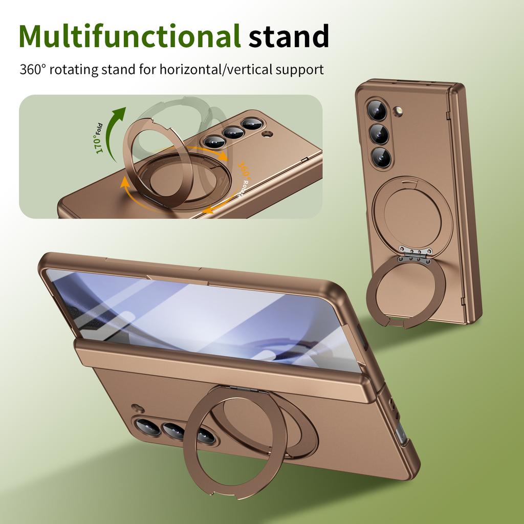Ochrana pantu s fólií na přední sklo Magnetický 360° otočný integrovaný stojánek ze slitiny Pouzdro Pro Galaxy Z Fold 5 6 7 8 Ultra