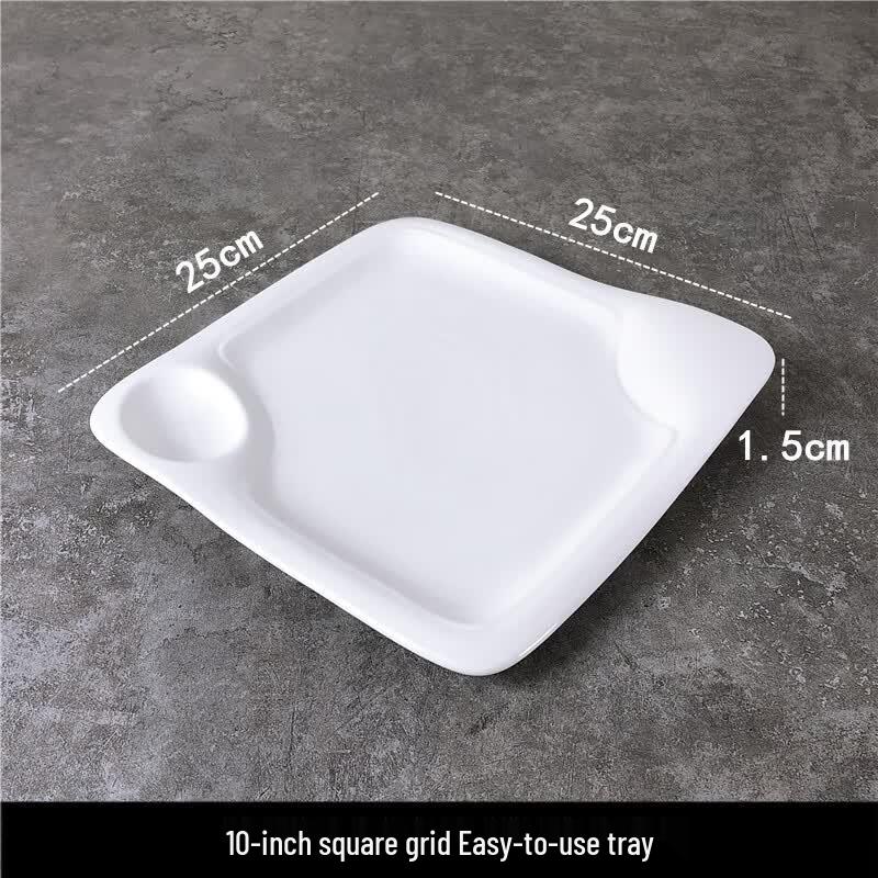 White Square Ceramic Dumpling Plate with Vinegar Dish