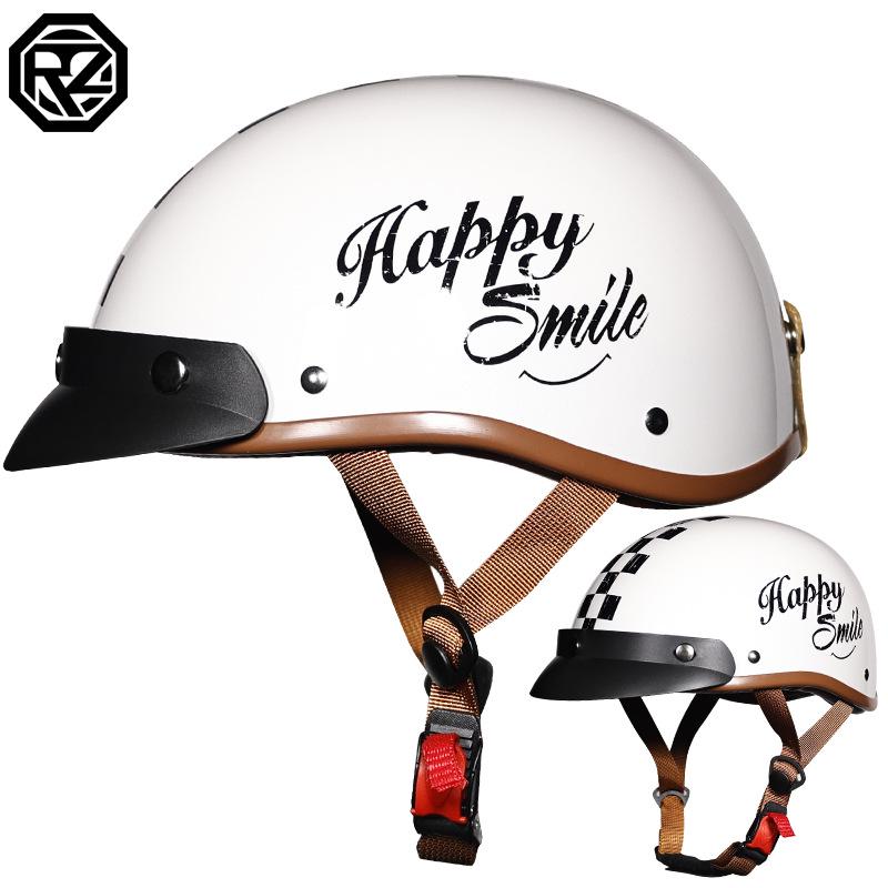 

Retro Open-Face Motorcycle Helmet with Visor for Men & Women - Four-Season Safety for Bikers & Electric Scooter Riders Extra Large