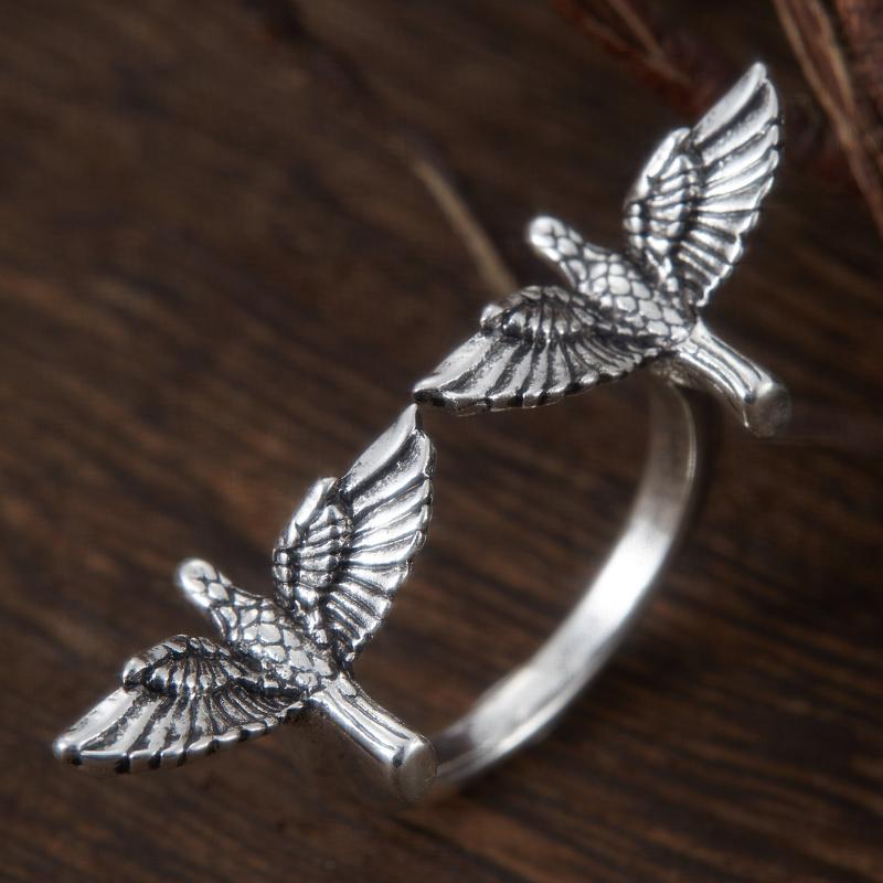 And Creative Two Bird Style Open Ring, Women'S Retro And Trendy Holiday Party Accessories, Jewelry Gifts