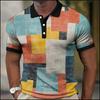 Vintage Colorful Grid 3D Printed POLO Shirt Men's Casual Gentleman Short-sleeved Top Outdoor Casual Men's and Women's Polo Shirt