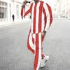 Men Heart American Flag Ocean Wave Print Long Sleeve Sweatshirt And Drawstring Jogger Pants Two Piece Outfit