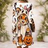 Women Multicolor Printed Criss Cross V Neck Long Sleeve Fitted Curved Hem Dress