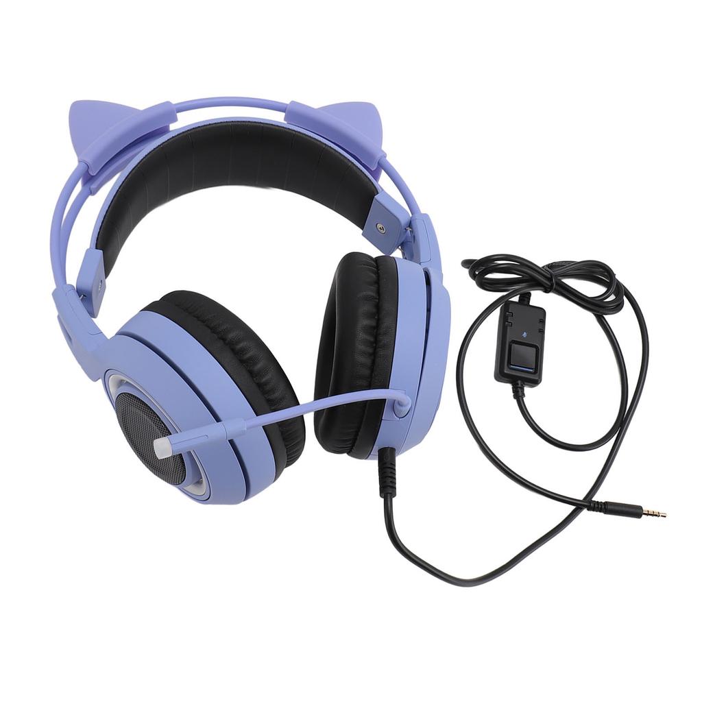Gaming Hdset 3.5mm Plug Stereo Noise Reduction Cute Cat   Over r Hdphone with Mic for Girls for X BOX PC Phone