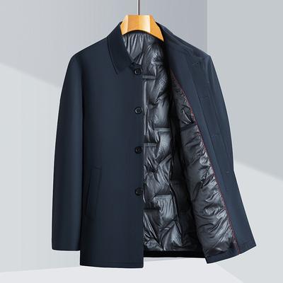 Down Jacket for Men In Winter Thin White Duck Down Middle-aged Men's Lapel Business Thickened Warm Daddy Casual Jacket