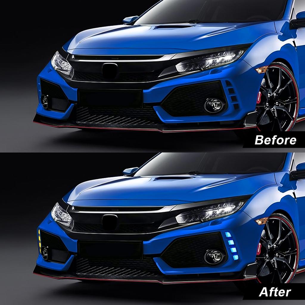 DRL For Honda Civic 10th Generation Type R 2018 2019 2020 202 LED Daytime Running Light Dynamic Turn Signal Lamps Fog