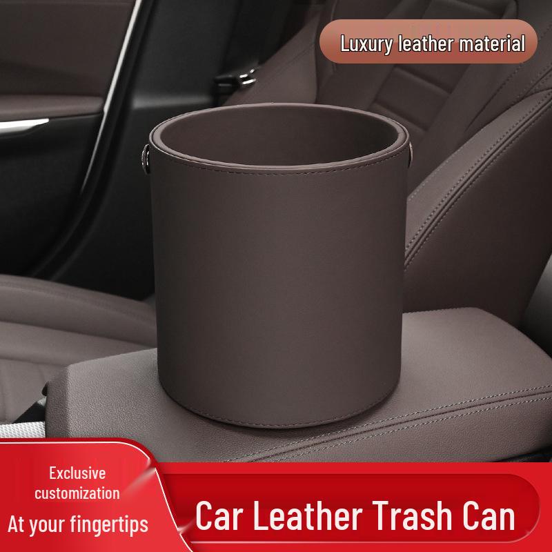 Leather Multifunctional Car Trash Can & Storage Bucket