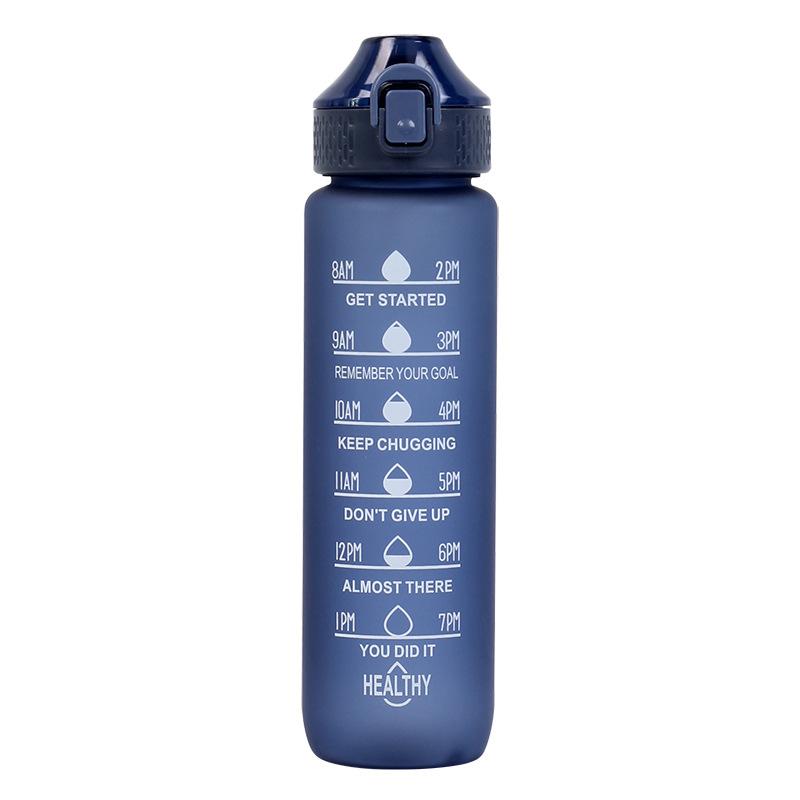 1000ml Large Capacity Water Cup with Handle Straight Mouth Spring Cap Space Cup Plastic Water Cup Sports Outdoor Water Cup