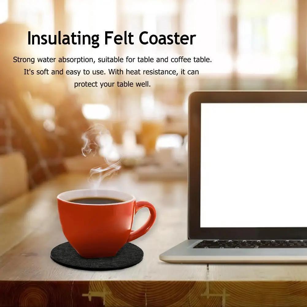 10 Pcs Felt Coasters Heat Insulation Water Absorbant Anti Scalding Table Cup Drink Bottle Anti Skid Round Placemats