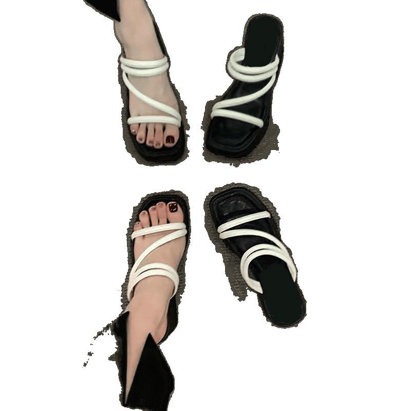 Fashion Versatile Two Wear High-heeled Cool Slippers Women Summer Wear New Women's Thick-heeled Thick-soled One-word Sandals
